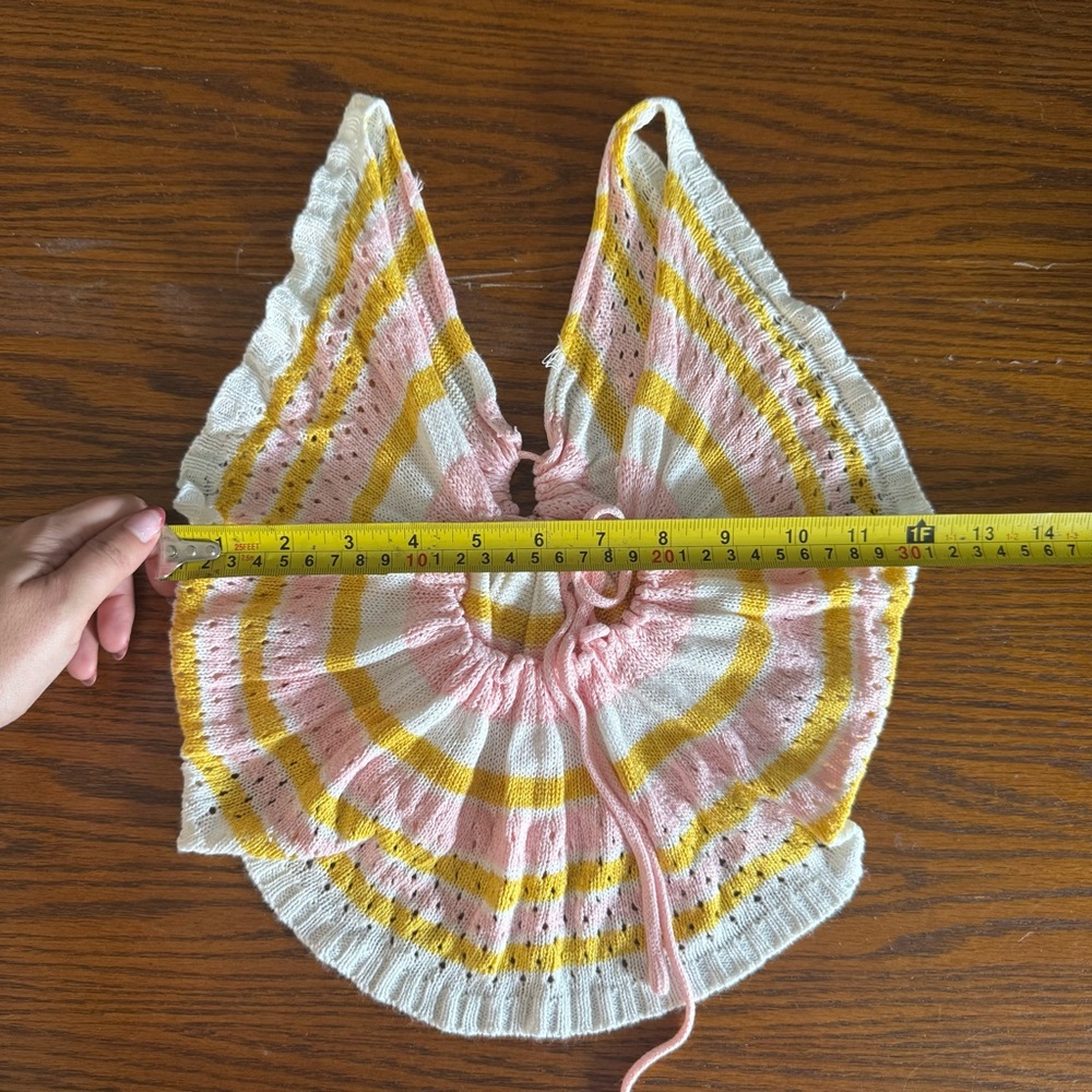 Unbranded Women’s Whimsical Festival White Pink and Yellow Crochet Top Size M - Picture 5 of 5